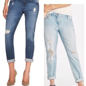 NWT 2 pairs JUST FAB distressed boyfriend jeans 33